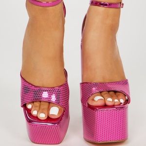 Fashion Nova Pink sequin platform heels